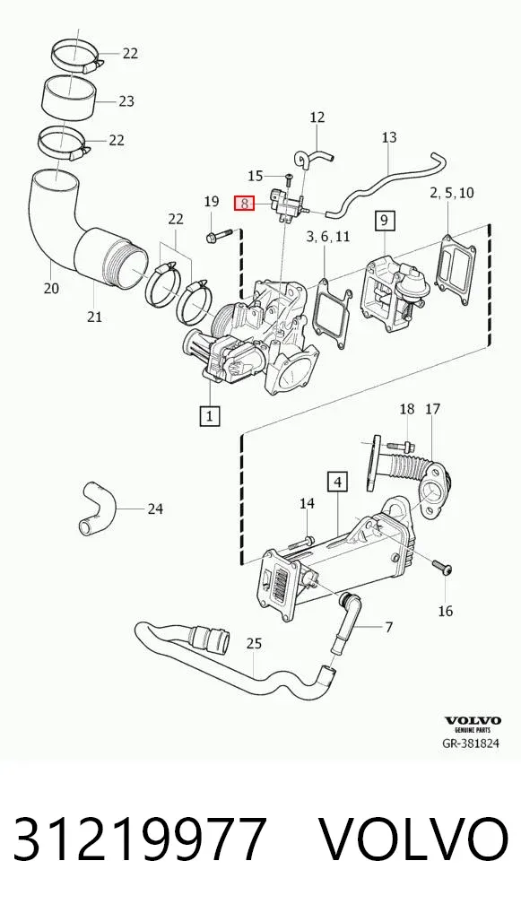 Клапан соленоид регулирования заслонки EGR 31219977 Volvo