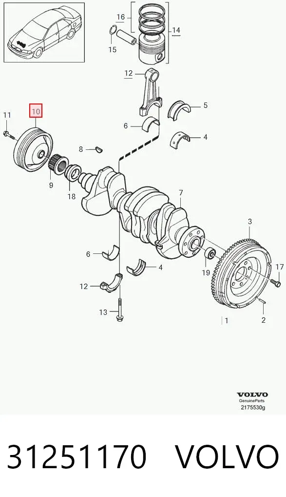Шкив коленвала Volvo S40 I