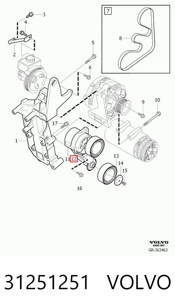 Натяжитель приводного ремня 31251251 Volvo
