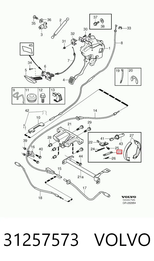 Разжимной механизм колодок ручника 31257573 Volvo