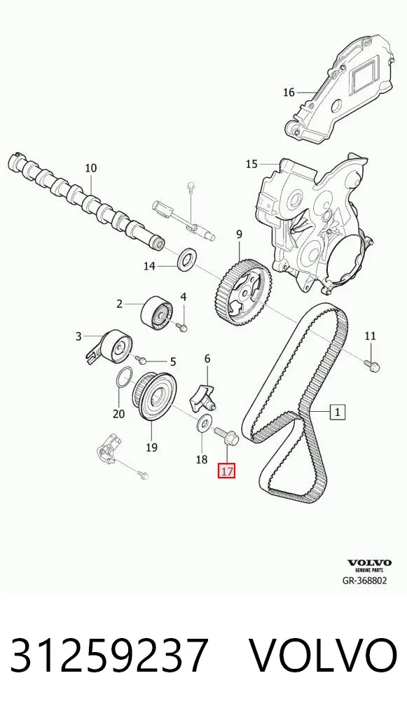 Болт шкива коленвала 31259237 Volvo