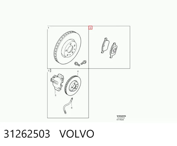 Передние тормозные колодки 31262503 Volvo