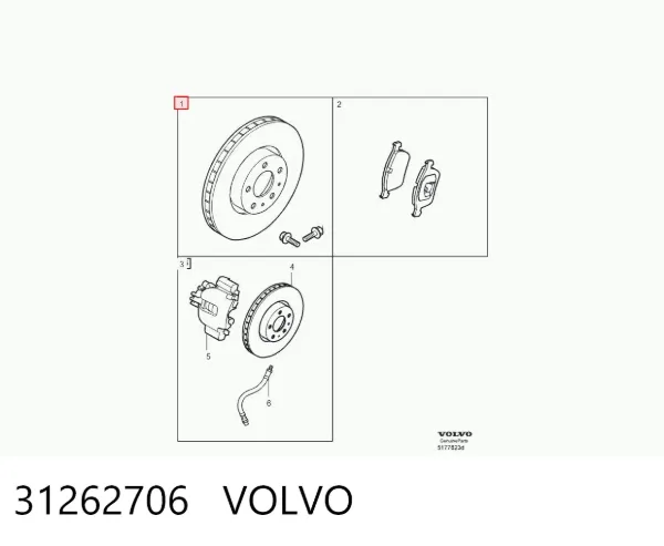 Передние тормозные диски 31262706 Volvo