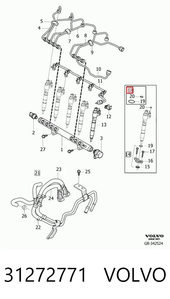 Ремкомплект форсунок 31272771 Volvo
