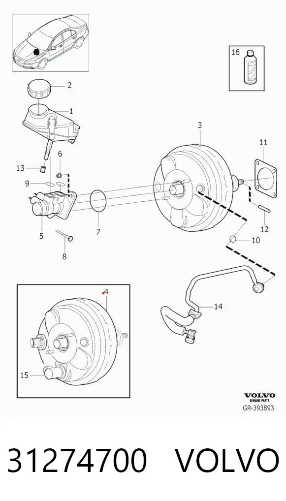 Усилитель тормозов 31274700 Volvo