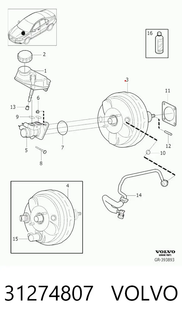 Усилитель тормозов 31274807 Volvo