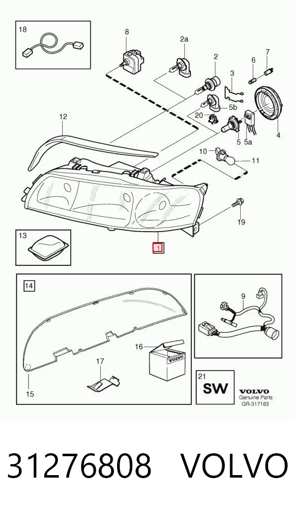 Правая фара 31276808 Volvo
