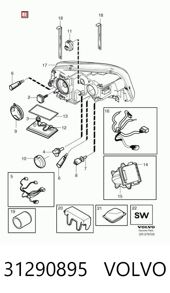 Правая фара 31290895 Volvo