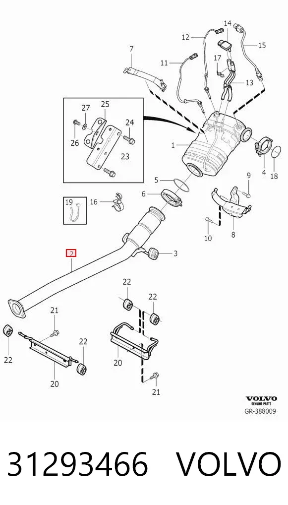Приёмная труба 31293466 Volvo