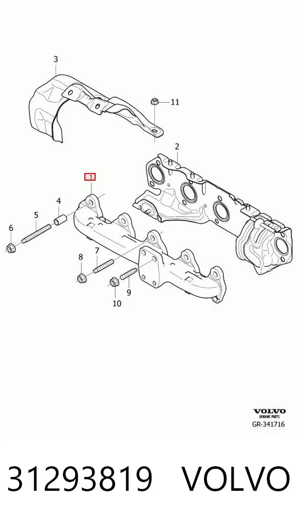 Впускной коллектор 31293819 Volvo