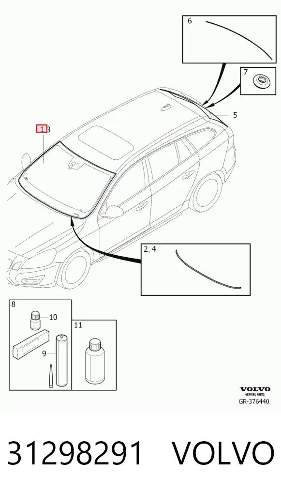 Лобовое стекло 31298291 Volvo
