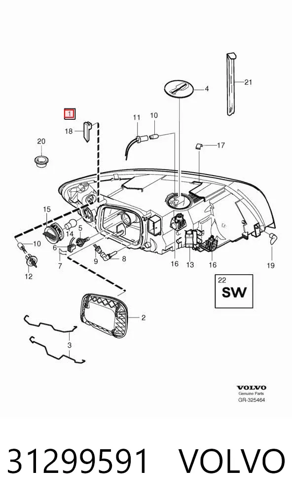 Левая фара 31299591 Volvo