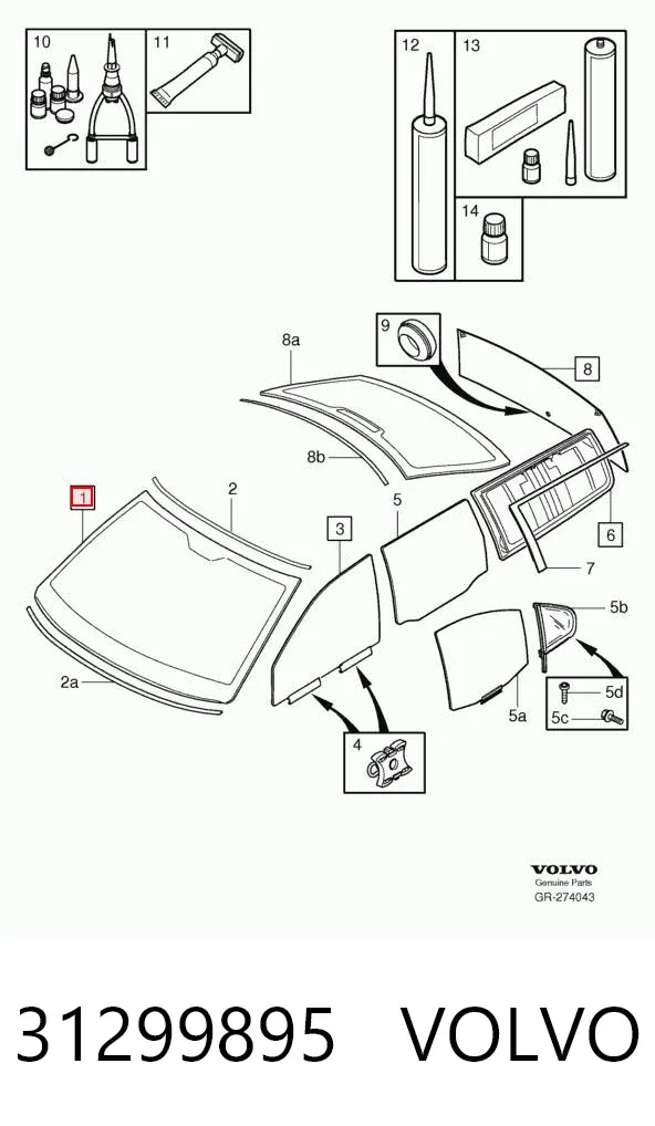 Лобовое стекло 31299895 Volvo