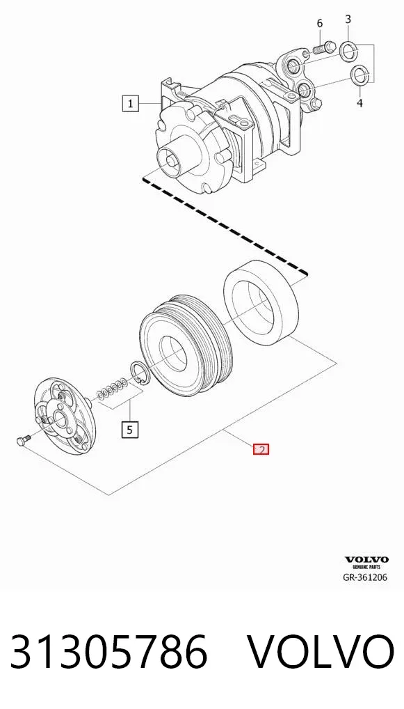 Шкив компрессора кондиционера 31305786 Volvo