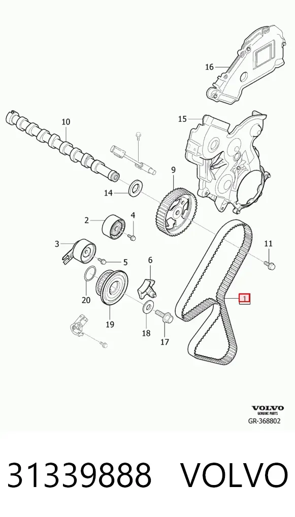 Комплект ГРМ 31339888 Volvo