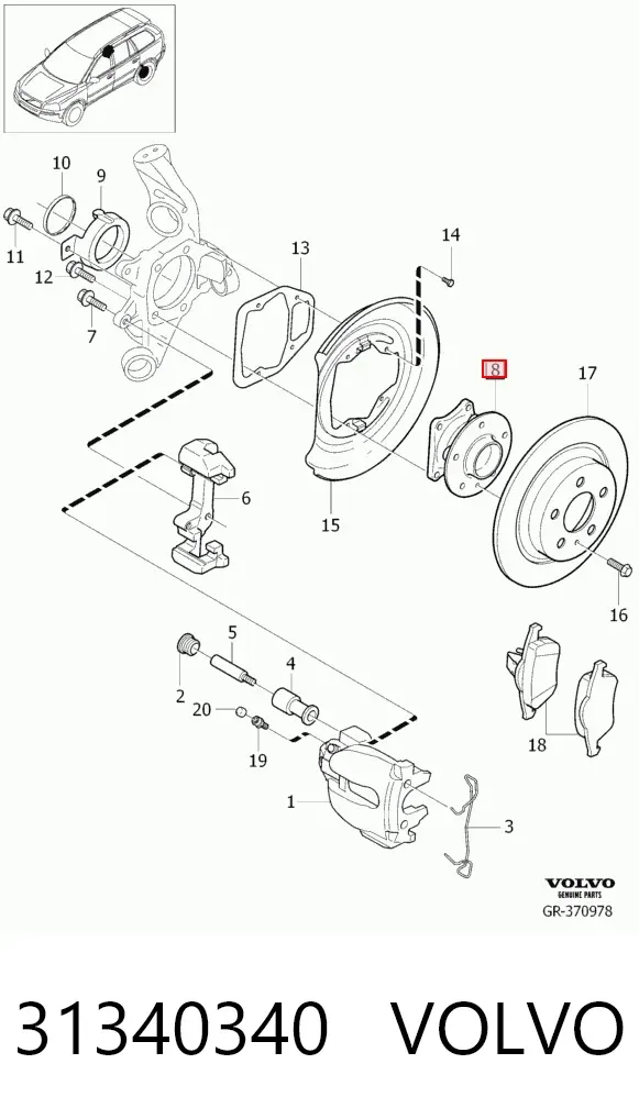 Задняя ступица 31340340 Volvo
