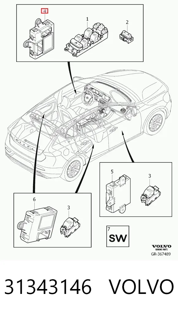 Блок комфорта передней двери 31343146 Volvo