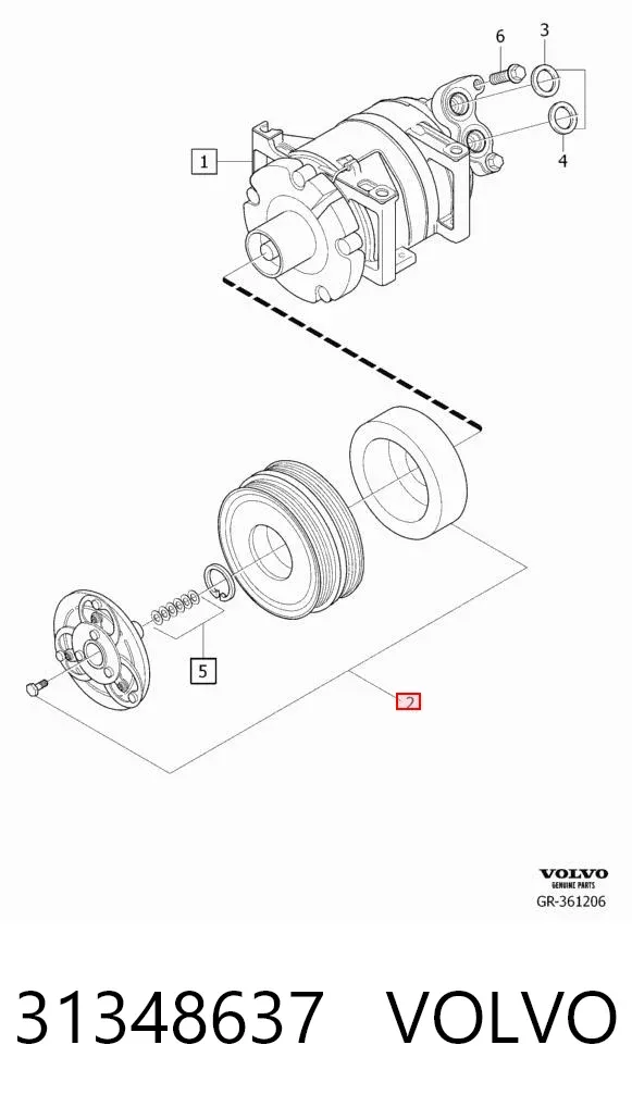 Шкив компрессора кондиционера 31348637 Volvo