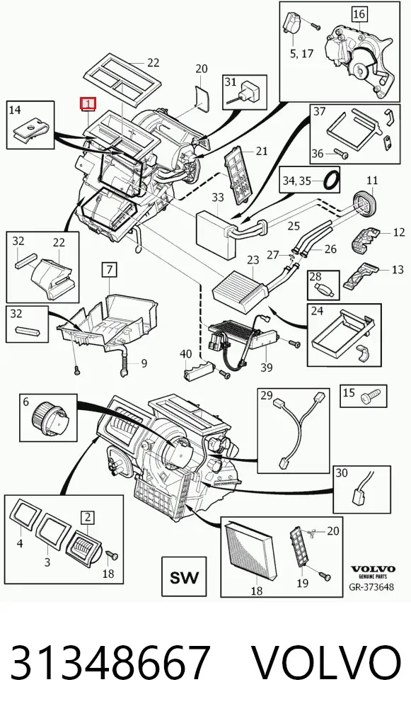 Корпус печки в сборе 31348667 Volvo