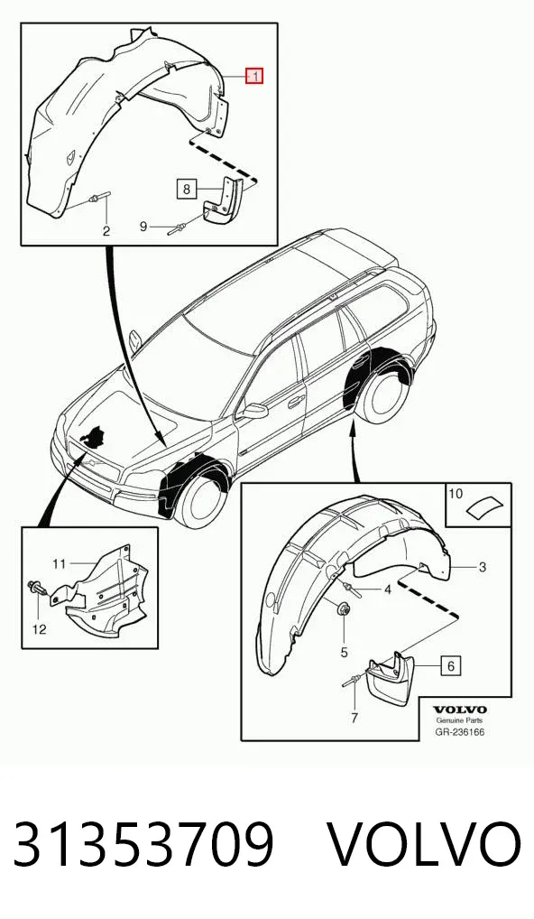Подкрылок передний правый 31353709 Volvo