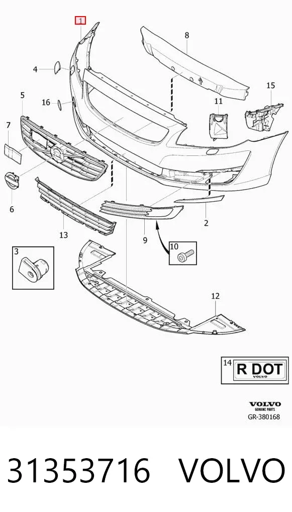 Передний бампер 31353716 Volvo