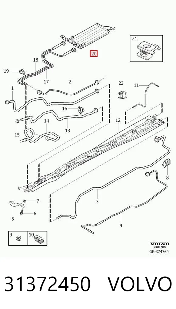 Радиатор охлаждения топлива 31372450 Volvo