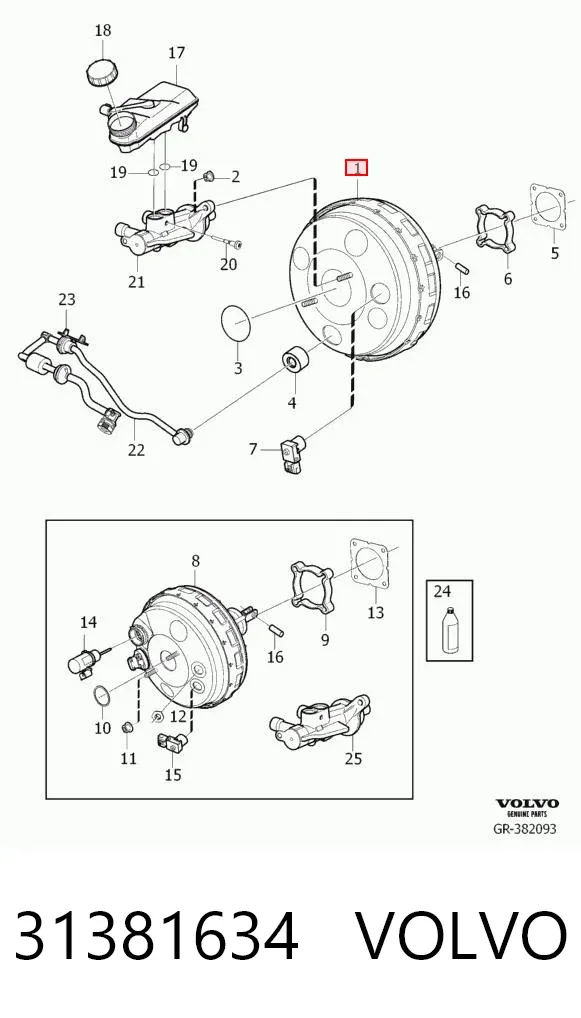 Усилитель тормозов 31381634 Volvo