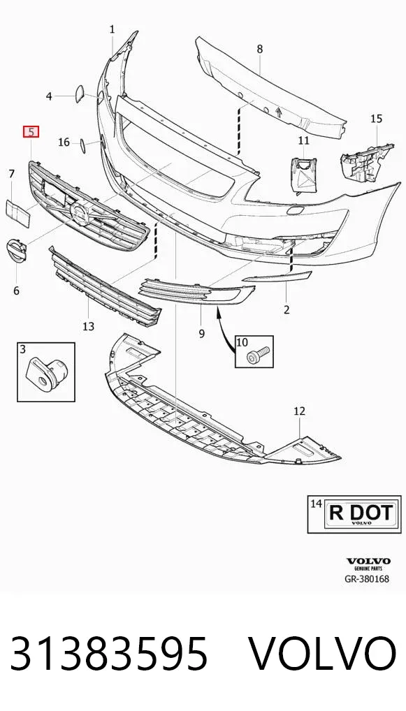 Решетка радиатора 31383595 Volvo