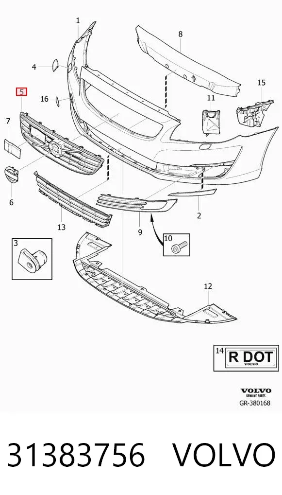 Решетка радиатора 31383756 Volvo