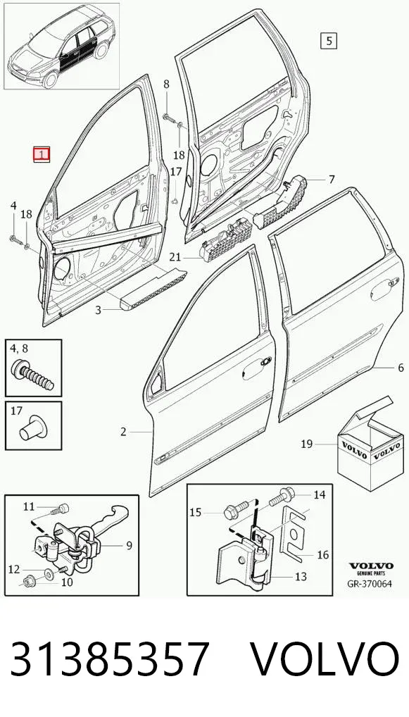 Дверь передняя правая 31385357 Volvo