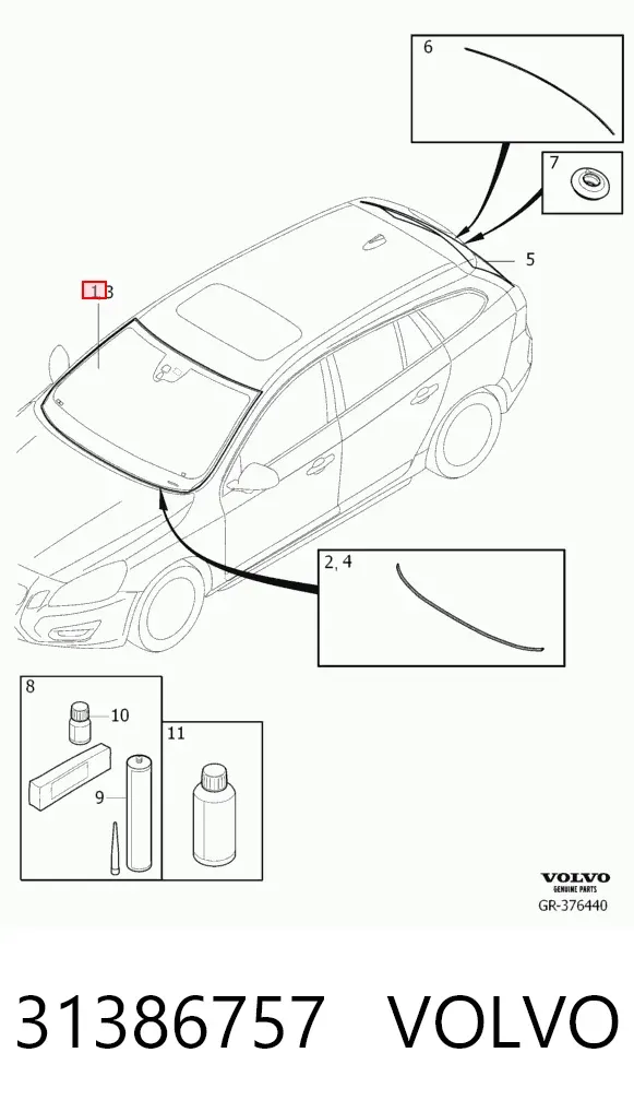 Лобовое стекло 31386757 Volvo