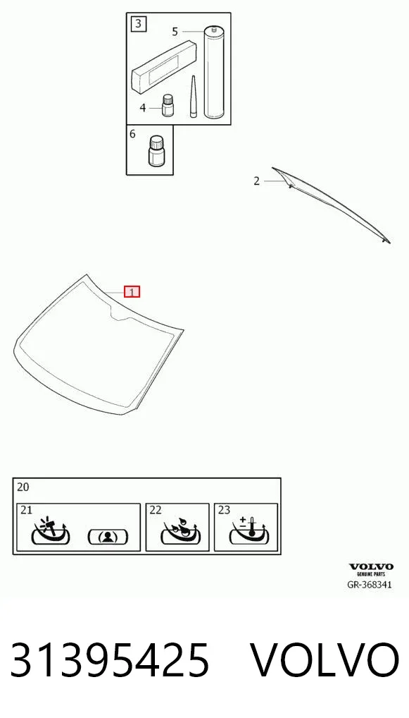 Лобовое стекло 31395425 Volvo