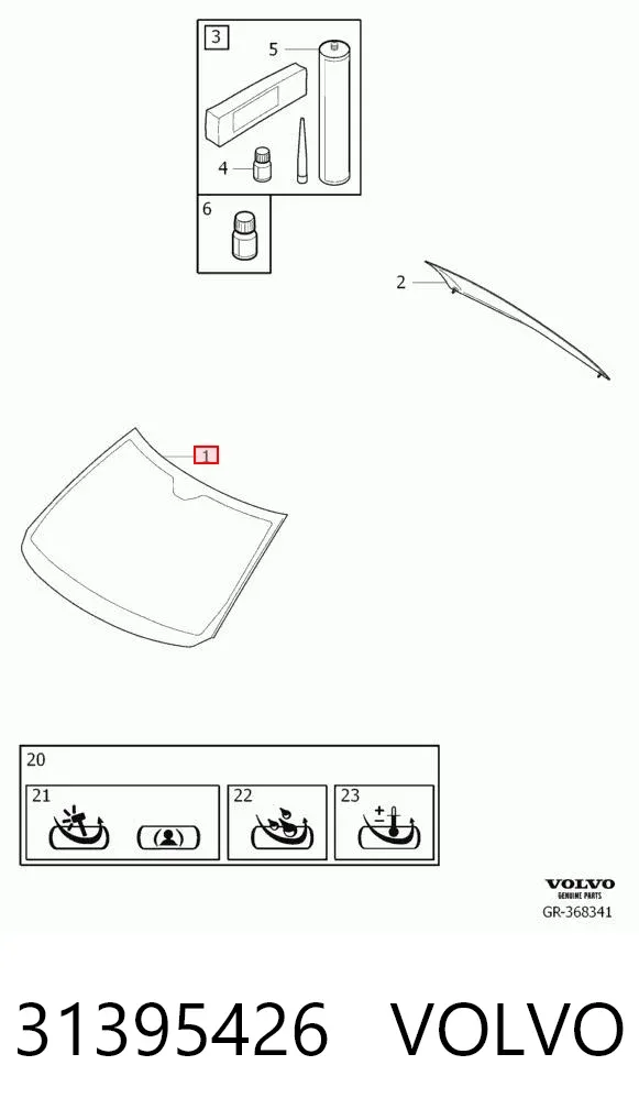 Лобовое стекло 31395426 Volvo