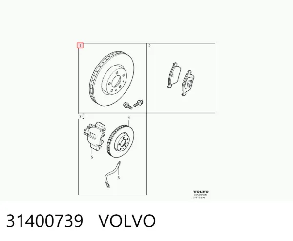 Передние тормозные диски 31400739 Volvo