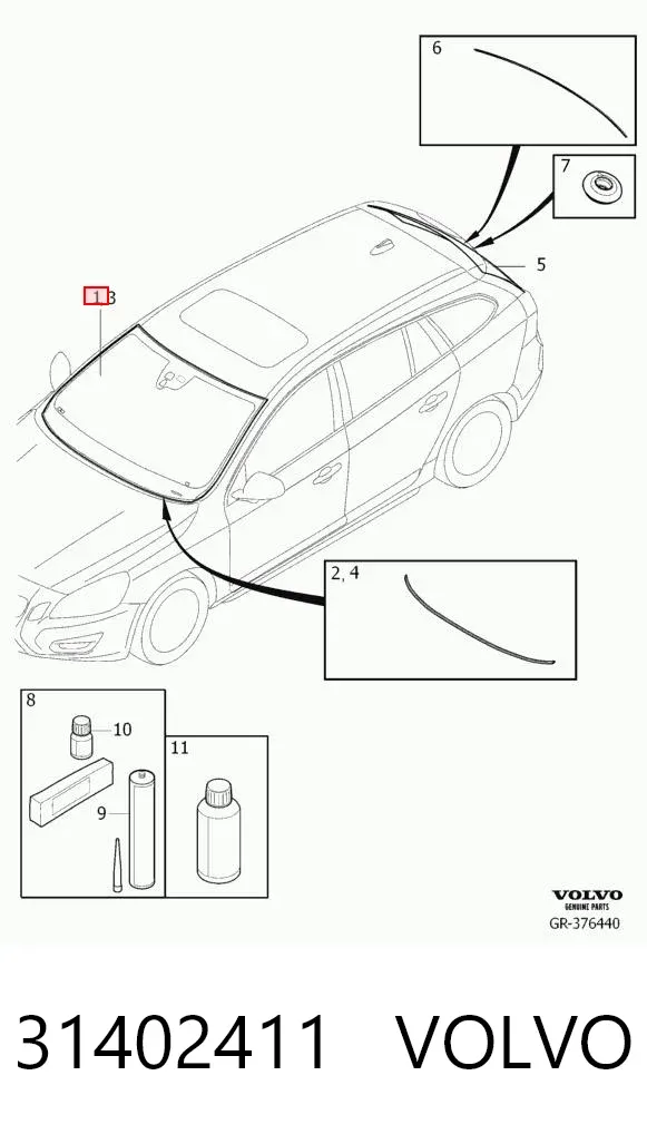 Лобовое стекло 31402411 Volvo