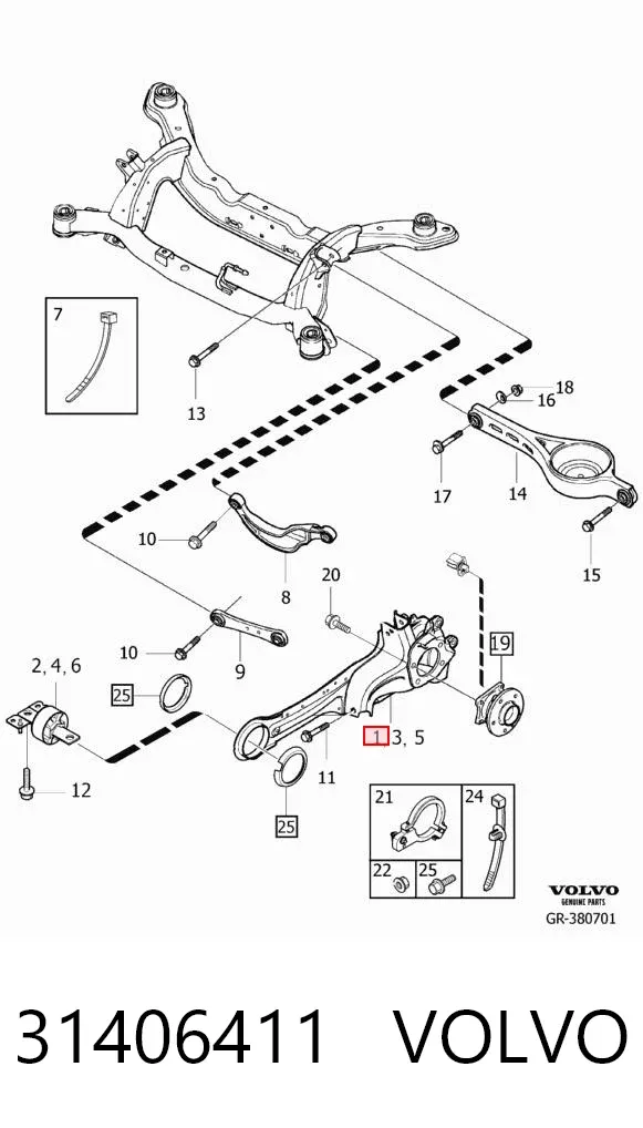 Цапфа задняя левая 31406411 Volvo