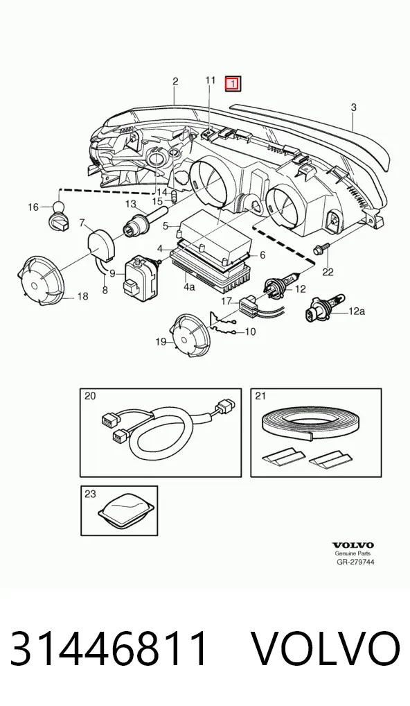 Левая фара 31446811 Volvo
