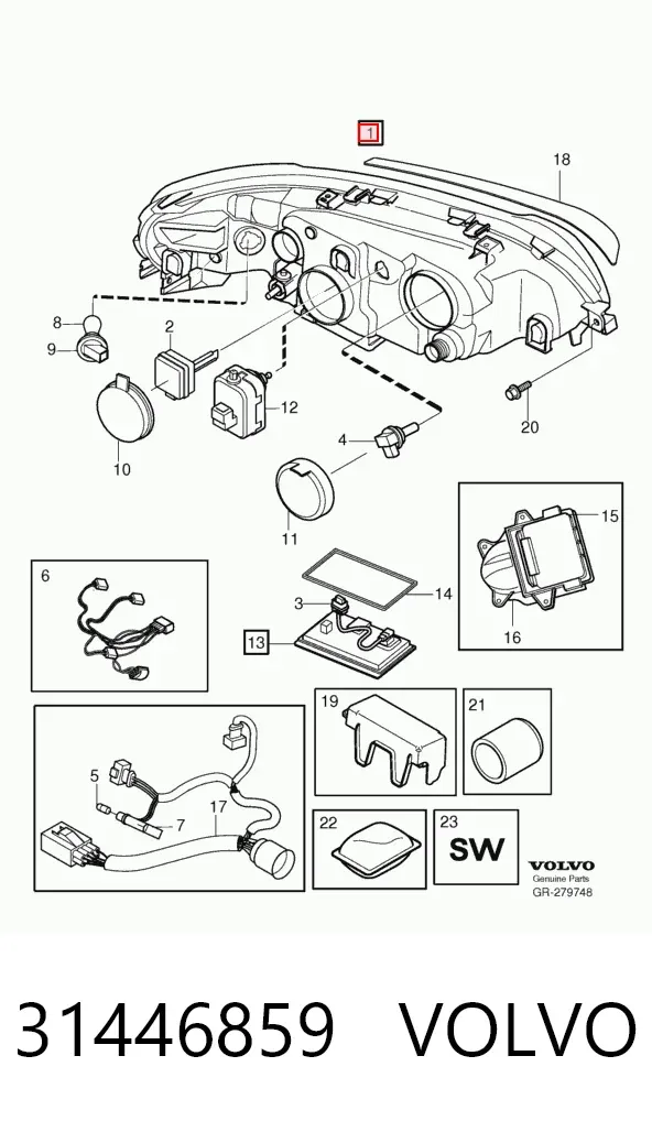 Правая фара 31446859 Volvo
