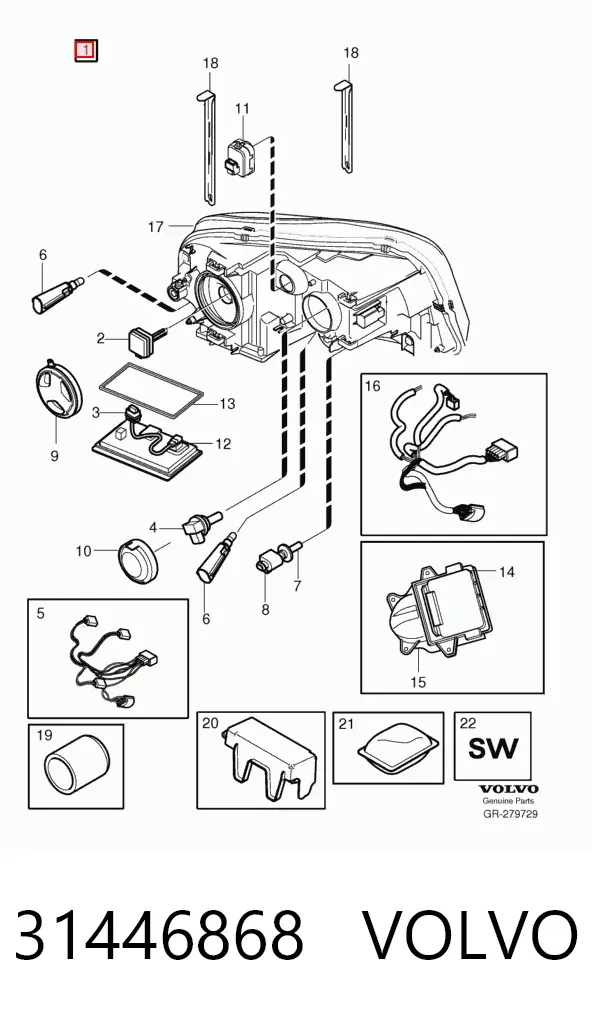 Левая фара 31446868 Volvo