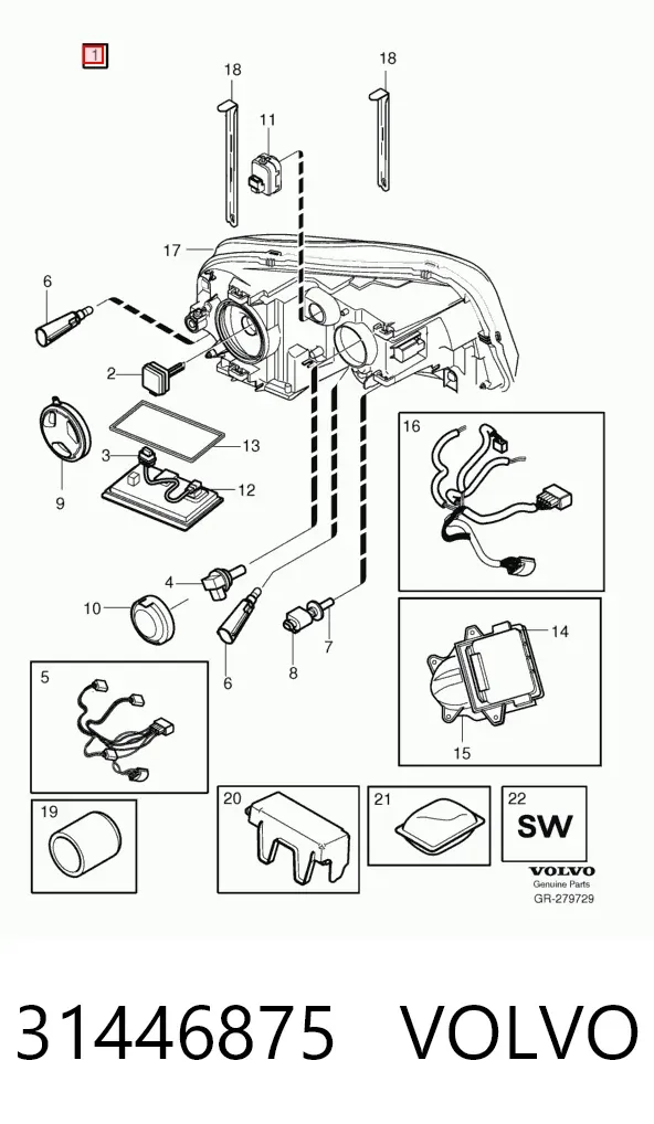 Правая фара 31446875 Volvo