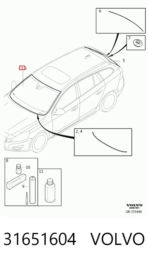 Лобовое стекло 31651604 Volvo