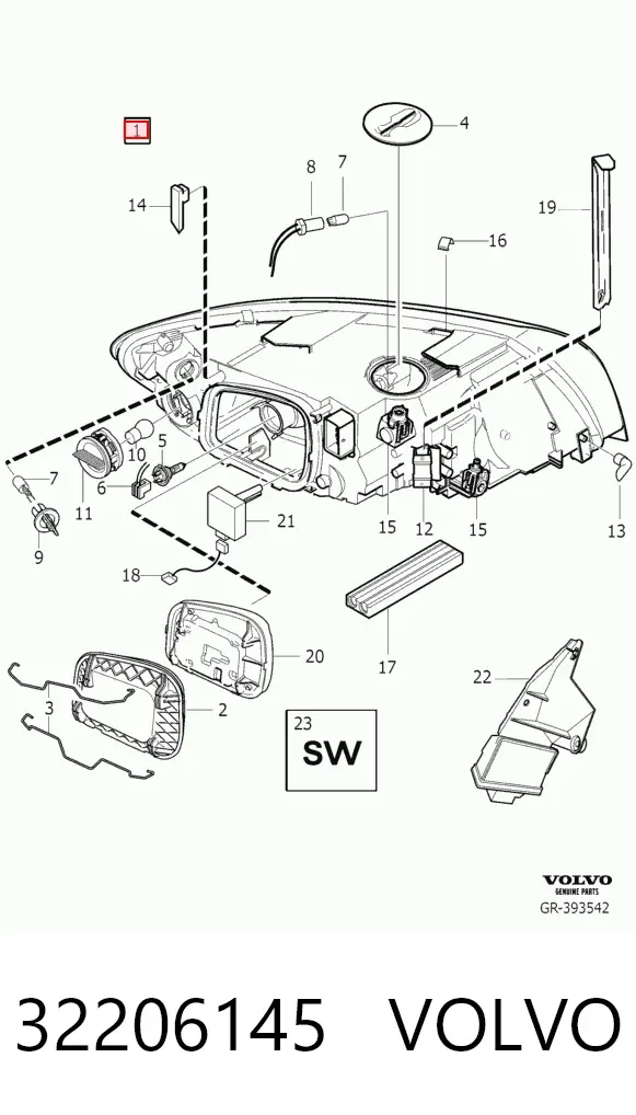 Правая фара 32206145 Volvo