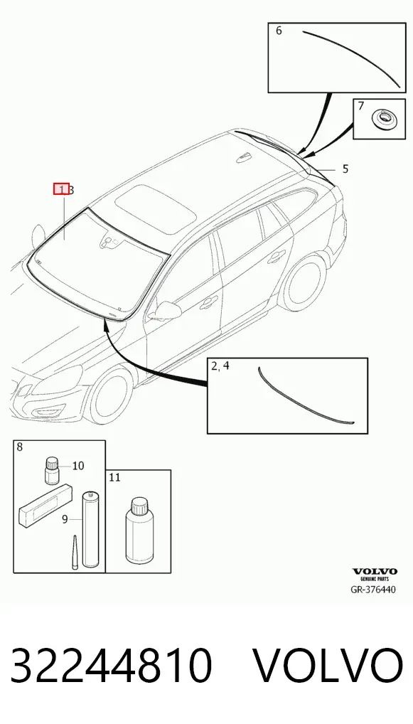 Лобовое стекло 32244810 Volvo