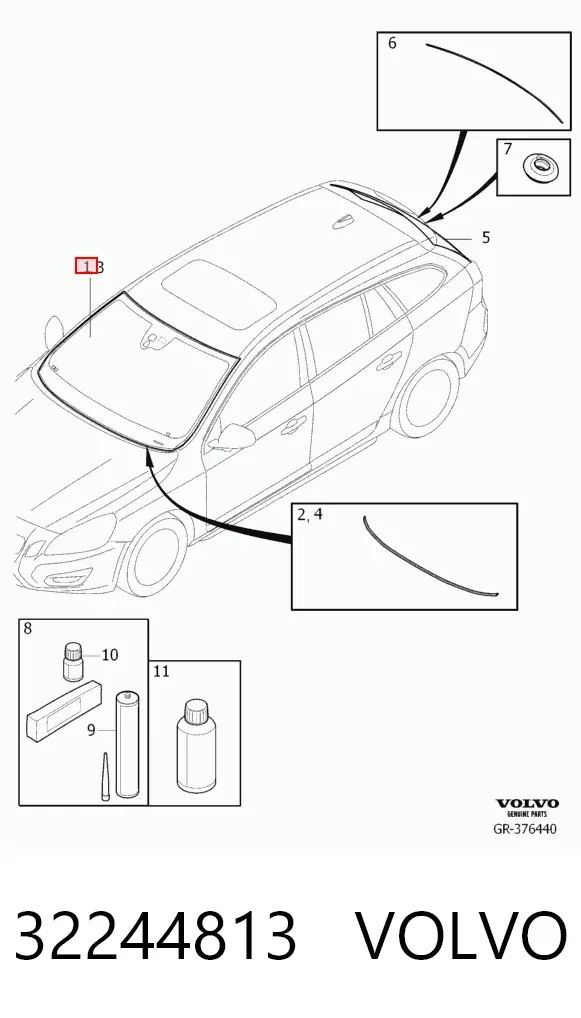 Лобовое стекло 32244813 Volvo