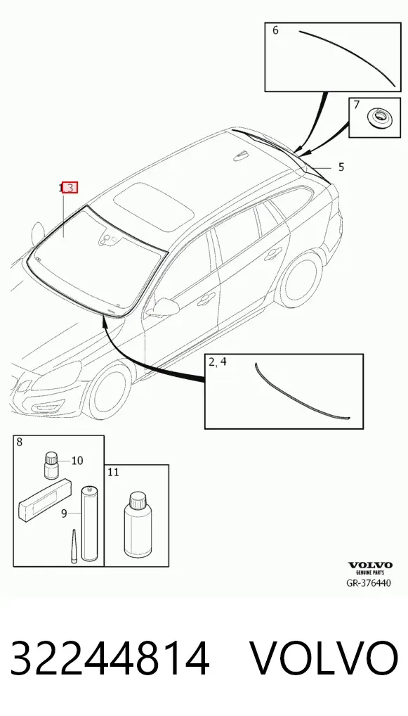 Лобовое стекло 32244814 Volvo