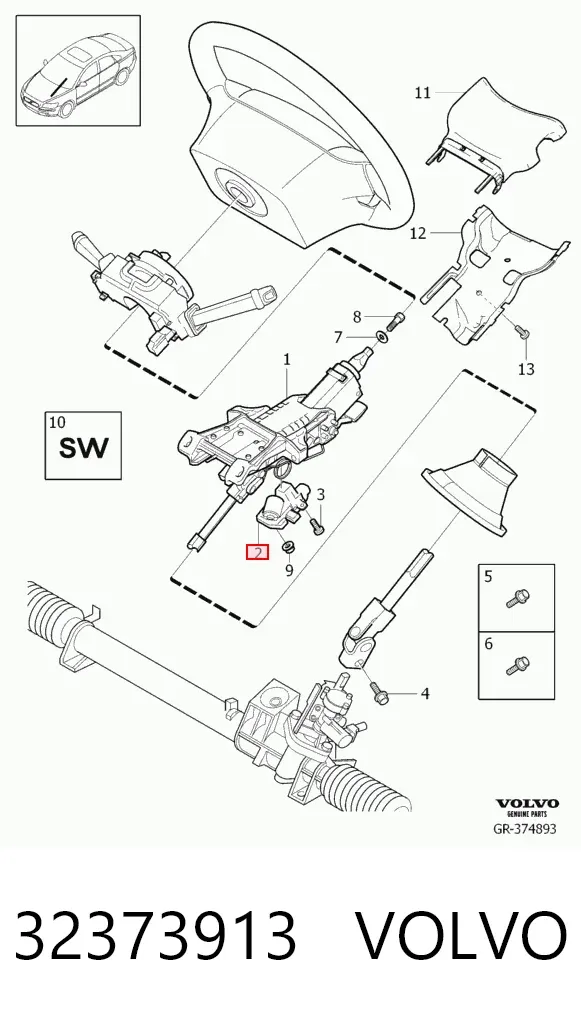 Механизм блокировки рулевого колеса 32373913 Volvo