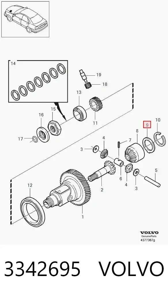 Шайба дифференциала переднего моста 3342695 Volvo