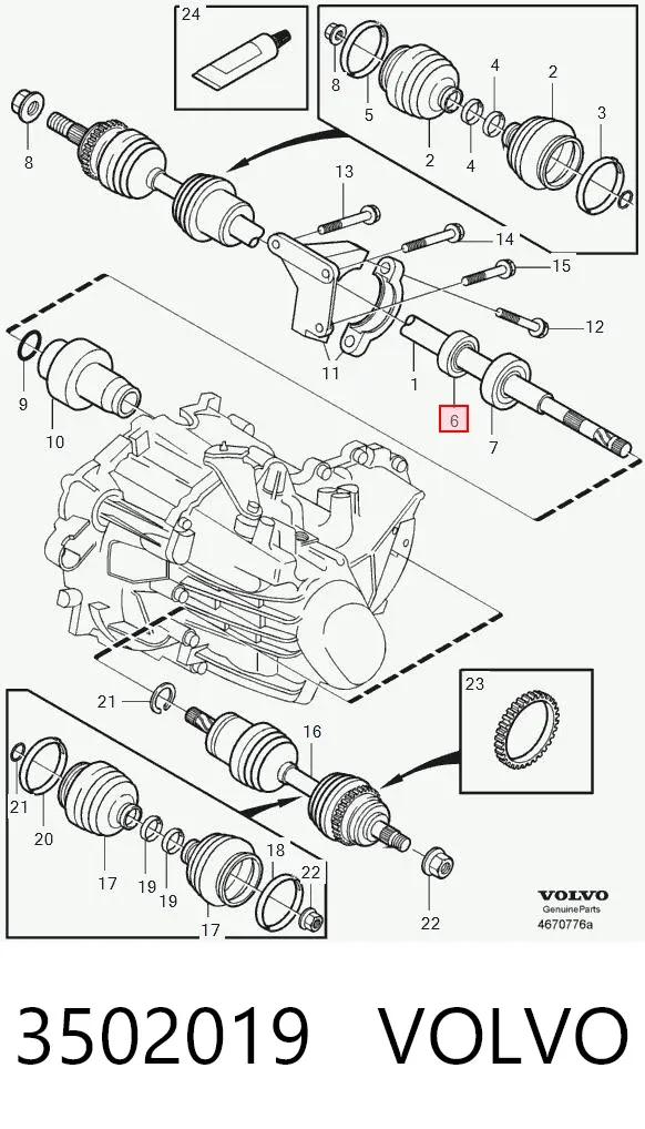 Подвесной подшипник передней полуоси 3502019 Volvo
