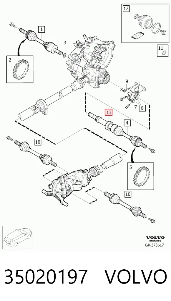 Подвесной подшипник передней полуоси 35020197 Volvo
