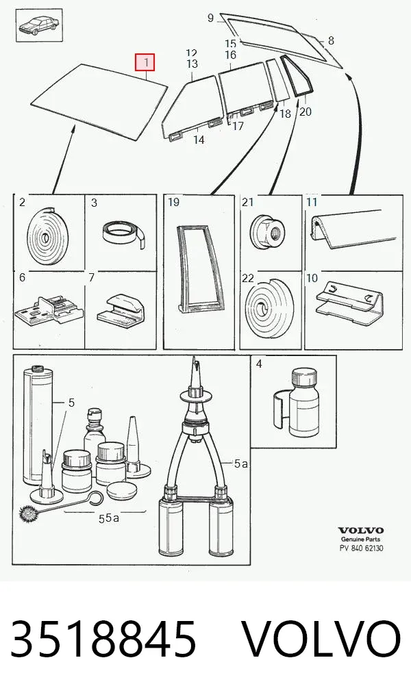 Лобовое стекло 3518845 Volvo